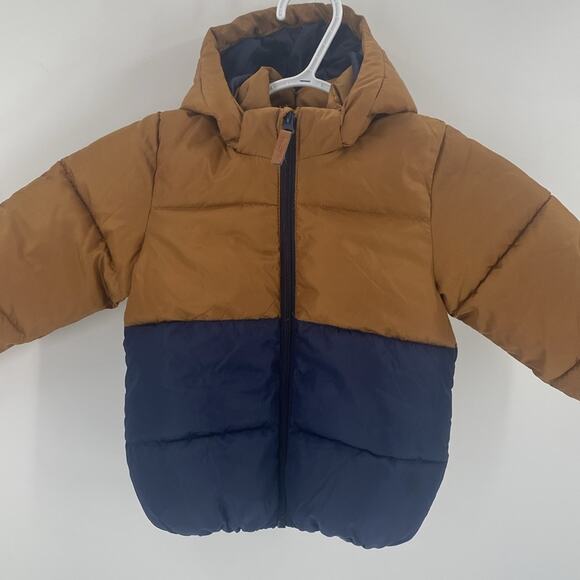 H&M Hooded puffer jacket blue gold Winter snow outdoor Gorpcore size 3T play - Picture 2 of 6